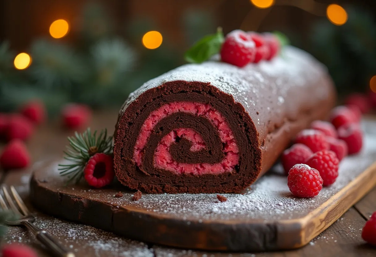 bûche chocolat-framboise